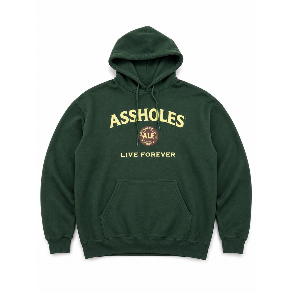 Linda Finegold Assholes Live Forever Hoodie Mens Medium Green Graphic Sweatshirt